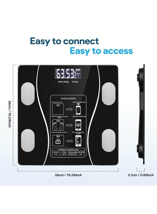 Durable and stable smart scale for measuring body fat percentage, a simple and practical digital scale that can be connected to your mobile to display body mass index, fat percentage and muscle mass, black - Image 2